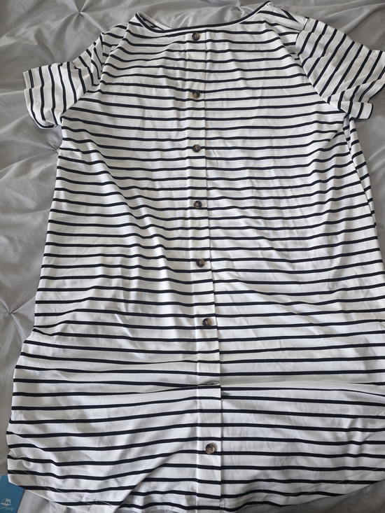 Cupshe Other - Striped Button-Back Tee Dress - Navy & White